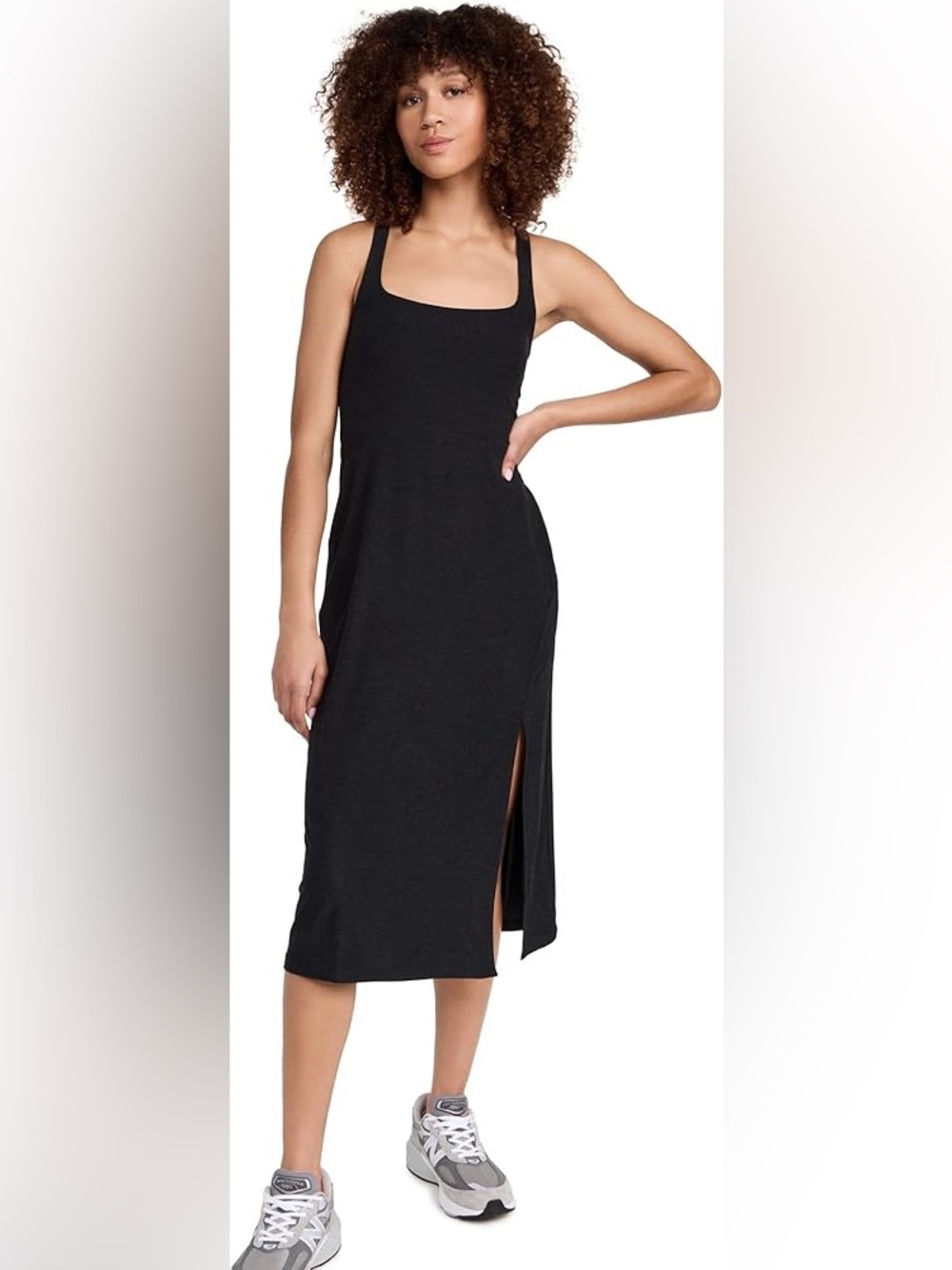 NEW w/Tags Beyond Yoga Featherweight At The Ready Square Neck Black Dress Large